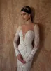 Abiti da sposa sexy sirena con sirena con involucro in chiffon detacabile in rilievo con scollo a V Deep Sheer senza schienale Affascinante Beach Bridal Gowns 2024