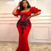 Afrykańskie czerwone sukienki wieczorowe w Plus Size Sweetheart 2020 syrena aplikacji arabskie sukienki na bal