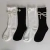 Kids Socks 1 pair of calf socks suitable for baby girls cute Japanese pearl children calf socks spring and autumn pleated princess Lolita socks d240513