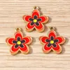 Charms 10pcs 18x21mm Cute Colorful Enamel Flower Pendants For Jewelry Making Earrings Necklace Bracelets DIY Crafts Accessories