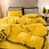 Zestawy pościeli gęste gładkie miękki oddychający zestaw luksusowe dziewczęta sypialnia śpiąca design couette