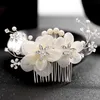 Crystal Pearl Flower Hair peigt Clip Hairpin For Women Bride Rhinestone Bridal Wedding Hair Accessories Bijoux Peigne