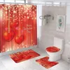 Douchegordijnen Valentijnsdag liefde rood harten gordijn set paar bruiloft cadeau badkamer huis niet-slip bad mat vloerkleed toiletomslag