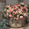 Fleurs décoratives 32 cm American Artificiel Flower Floke Floke Small Peony Silk Home Wedding Decoration Salon Fake