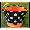 Polka Easter Kids Canvas Bucket Pumpkin Dot Trick or Treat Candy Handbag Party Decoration Halloween Basket SS1203 Décation