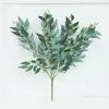 Fleurs décoratives Simulate Leaf Silk Printing Willow Bouquet Mariage Décoration de simulation Green