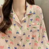 Kvinnors sömnkläder pyjama sätter kvinnor hemkläder blommig söt minimalistisk fritid m-4xl mysiga damer ömma koreansk stil vår härlig klassiker