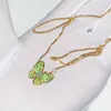Designer sieraden luxe Vanca accessoires Volledige diamant vlinder ketting dames 18k rose goud roze groene witte diamant gele kraagketen mode veelzijdig