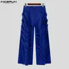 Pantalon masculin 2024 Bouton de couleur unie irrégulière Streetwear Streetwear Lignet Pantalon Joggers Fashion Male décontractée