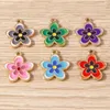Charms 10pcs 18x21mm Cute Colorful Enamel Flower Pendants For Jewelry Making Earrings Necklace Bracelets DIY Crafts Accessories