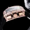 011-FM Flyback Chronograph Diamonds Mens Watch ETA 7750 Automatic Rose Gol Toneau Luxury Watches Sapphire Crystal Designer Wristwatch 3 couleurs