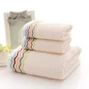 Ship navire à serviette WAVE D'EAU 3PCS / SET Set Fashion Pink Imprimé Maison douce Terry Cotton Face 2pcs et Bath 1PC