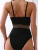 Kvinnors badkläder 2024 Push Up Black Bodysuit Swimsuit Women One Piece Sexig kvinnlig solid badare Badande simning Simdräkt strandkläder