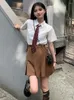 Blouses pour femmes Japon Preppy Style Blanc Shirts Women Streetwear Straight Fashion Solid Schoolgirl Souet Summer Casual Short Sleeve