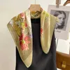 Scarves Retro Floral Print Small Neck Ties 70*70cm Velvet Square Scarf for Women Soft Cotton Neckerchief Lady Hijab Female Hair Headband T240508