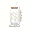 Wijnglazen schattig bloempatroon 3d print 16oz glazen kopje metselaar kan flessen met bamboe dekstraw zomer drinken koffie