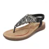 Sandali 2024 Fashion Fashion's Flat Sinestones Sexy Outdoor Beach Shoes Summer Ladies Comfort Casual Tide