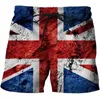 Shorts masculins USA UK National Flag Graphic Men Board 3d Pantalon court imprimé Hawaii Surf Swim Trunks Bikini Sunny Beach Swimsuit