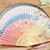 Bamboo Fans Hand Wedding Flower Fold Chinese Style Silk Children Antique Folding Fan Gift Vintage Party Supplies Ing ing
