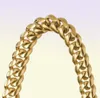 Mens Miami Cuban Link Chain Bracelet Solid 14K Gold Geplaatste roestvrij staal319Q6761130
