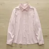 Women's Blouses Aesthetic Japanese Style Cotton Pleated White Pink Shirt Woman Novelty 2024 Long Sleeve Tops Base Shirts