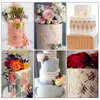 ベーキングツール-6カップケーキ用のステンシルを飾るプラスチックケーキクッキーの結婚式の装飾