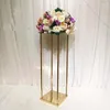 Candle Holders 12pcs)Square Wedding Metal Gold Flower Vase Column Stand For Centerpiece Decoration Yudao1080