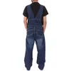 Heren jeans losse werkbroek brede poot pocket pocket heren jeans algehele broeken mannen jumpsuits lading harajuku mode multi-pocket oversize