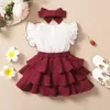 Robes de fille robe pour enfants 3-24 mois de style coréen mode manche papillon mignon princesse gâteau formel robes ootd pour le nouveau-né girll2405