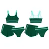Women's Swimwear Big Girls 3 Pcs Solid Color Tanini Sets Wide Straps Bikini Tpp With Brief Swim Shorts Sporty Swimsuit Bathing Suit