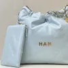 Projektantka torby na zakupy torba na ramię luksusowa torba łańcuchowa oryginalna skóra lustro 10a 1: 1 jakość 39 cm 22 bag z pudełkiem WC017