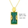 Pure Natural Jade Emerald Kamień Naszyjnik do unisex 14 K Gold Color Bizuteria Bijoux femme Joyas 240511