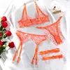 Sexy Set Ellolace Fancy Erotic Lingerie Neon Orange Lace Well-Looking Underwear Desire Hot Girl Fantasy Sexys Naked Bilizna Of Sex Q240511