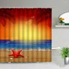 Duschgardiner Sunset Dusk Seascape Home Decor Curtain Badrumstillbehör Vattentät dekorativ estetik med krokar