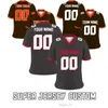 Brown Custom Rugby Shirt Amerikan Futbol Takımı 2022 2023 Futbol Jersey Erkekler Süper Kişiselleştirilmiş Spor Giyim T-Shirt