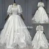 Fantasy Robes de mariée Victorain 2024 Gouches Puff Elf Elfe Robe Bridal 3D Florals Lacet Corset Country Bride Robe With Bow 1800S Cosplay Vestios de Novia