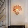 Wall Lamp Post-modern Luxury Brass Nordic Shell Shape Creative Glass Light Fixture Bedside Restaurant Stairs Aisle Sconces