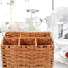 Kitchen Storage Cutlery Basket Flatware Utensil Rack Rustic Holder Wooden Plastic Tea Bag Organizer