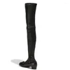 Boots Zipper noir sur la femme du genou Butterfly-not des médicaments d'hiver talons grosses grandes taille 11 16 rond nouveauté mature 2024