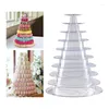 Bakningsformar 2x 10 Tier Cupcake Holder Stand Round Macaron Tower Clear Cake Display Rack för bröllop födelsedagsfestdekor