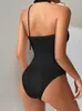 Swimwear da bagno femminile Black One Piece Swimsuit Woman Bandeau Luxury Korea Style Bride Beachwear Body Monokini Body Bikini Female 2024 2024