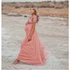 Zwangerschapsjurken Een charmante kraamfotografie met korte mouwen met sprankelende pailletten voor fotoshoots T240509