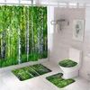 Rougeons de douche 4pcs Green Primary Forest Stream rideau de salle de bain Décor de salle de bain Décors de la salle