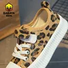 Sneakers Babaya Childrens Canvas Shoes Girls Casual Sports Shoes Breathable 2023 Spring Leopard Print Boys Shoes Baby Shoes d240513