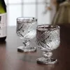 Verres à vin 50 ml gobelet rétro en verre blanc avec motif de relief s set bar ktv shochu spirit transparent buink