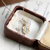 LAMOON Vintage Opal Necklace For Woman Synthesis Pendant 925 Sterling Silver K Gold Plated Oct Birthstone Gift NI172 240511