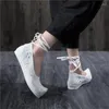 Slippers Nose Toe Women Comfortable Canvas Flat Platforms Chinese Embroidered Ladies Casual Hanfu Old Beijing Shoes