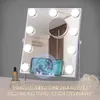 Compact Mirrors Luminous vanity mirror with Bluetooth and wireless charging makeup light 9 dimmable light bulbs 3 colorful illuminated desktop (Why) d240510