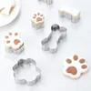 Moules de cuisson 4pcs / cookie coup de biscuit pour chien de compagnon de compagnie en forme d'os en forme de moule en acier inoxydable bricolage