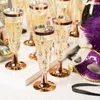 Engångskoppar sugrör 6 st 150 ml plast guldfest bröllop fancy rose gyllene rostningsglasögon bordsartiklar